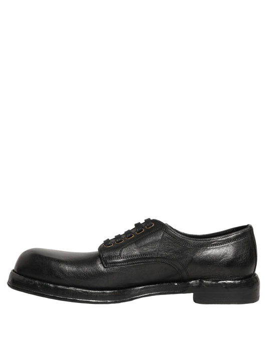 Dolce & Gabbana Black Leather Lace Up Derby Dress Men Shoes