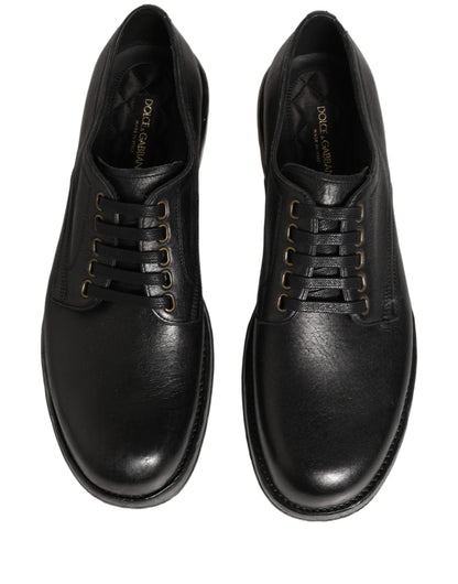 Dolce & Gabbana Black Leather Lace Up Derby Dress Men Shoes