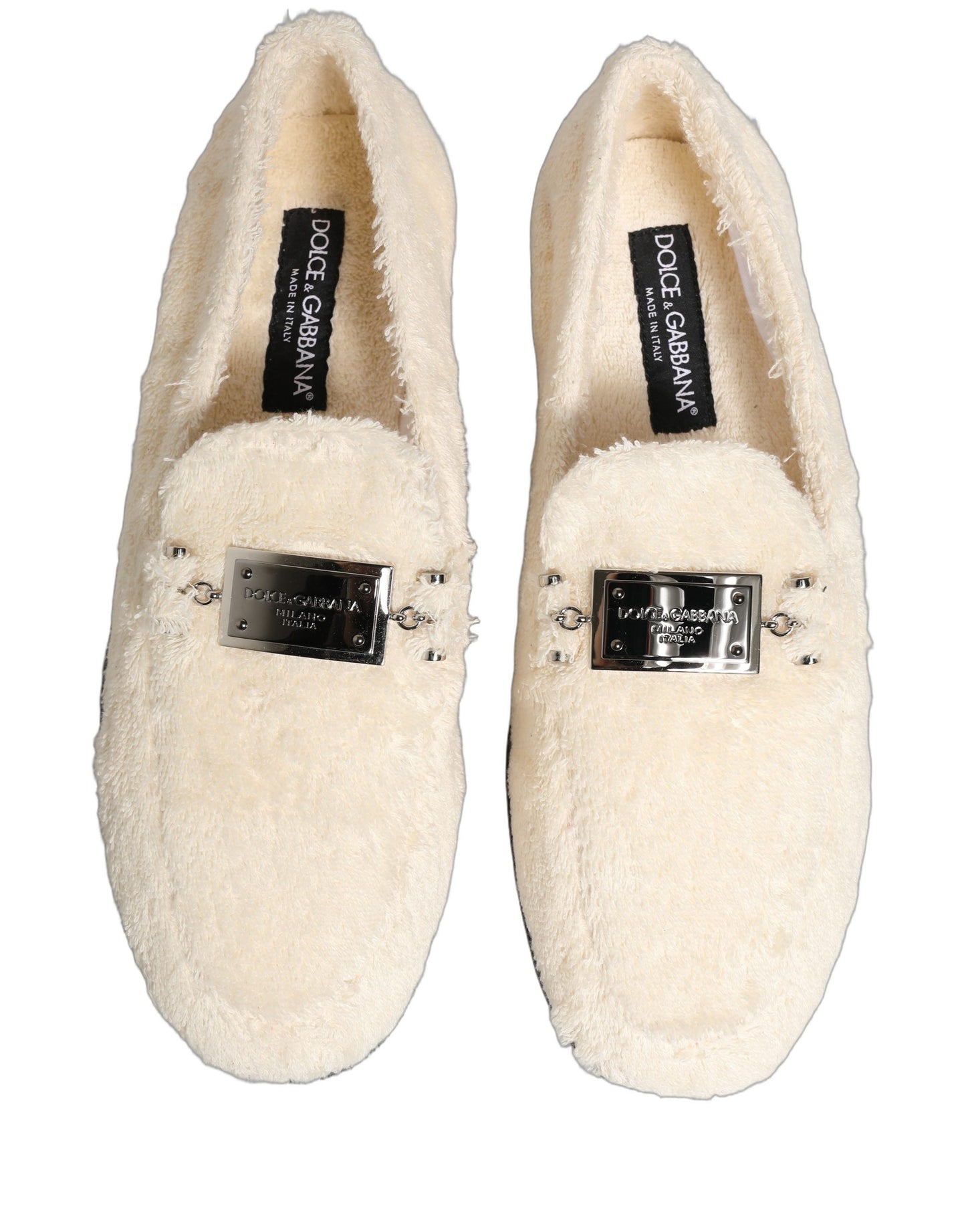Dolce & Gabbana White Fur Shearling Men Dress Loafers Shoes