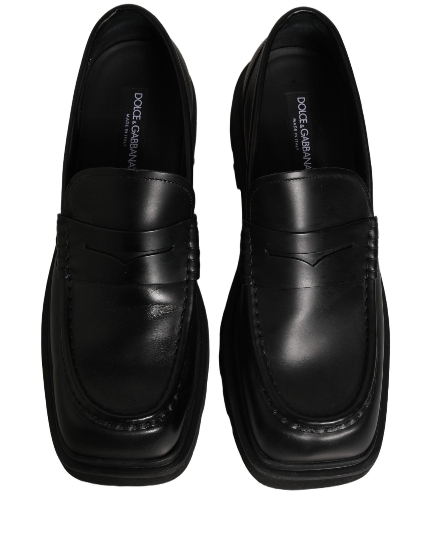 Dolce & Gabbana Black Calfskin Leather Men Dress Loafer Shoes
