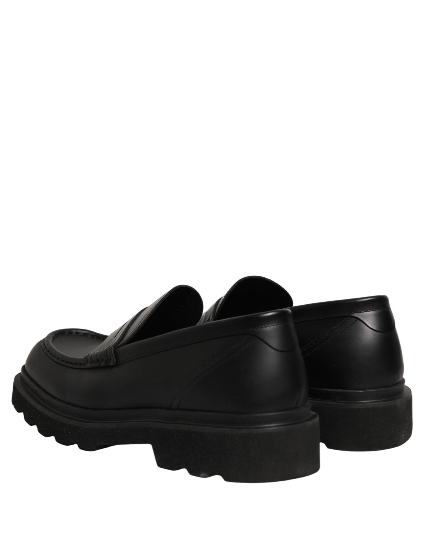 Dolce & Gabbana Black Calfskin Leather Men Dress Loafer Shoes