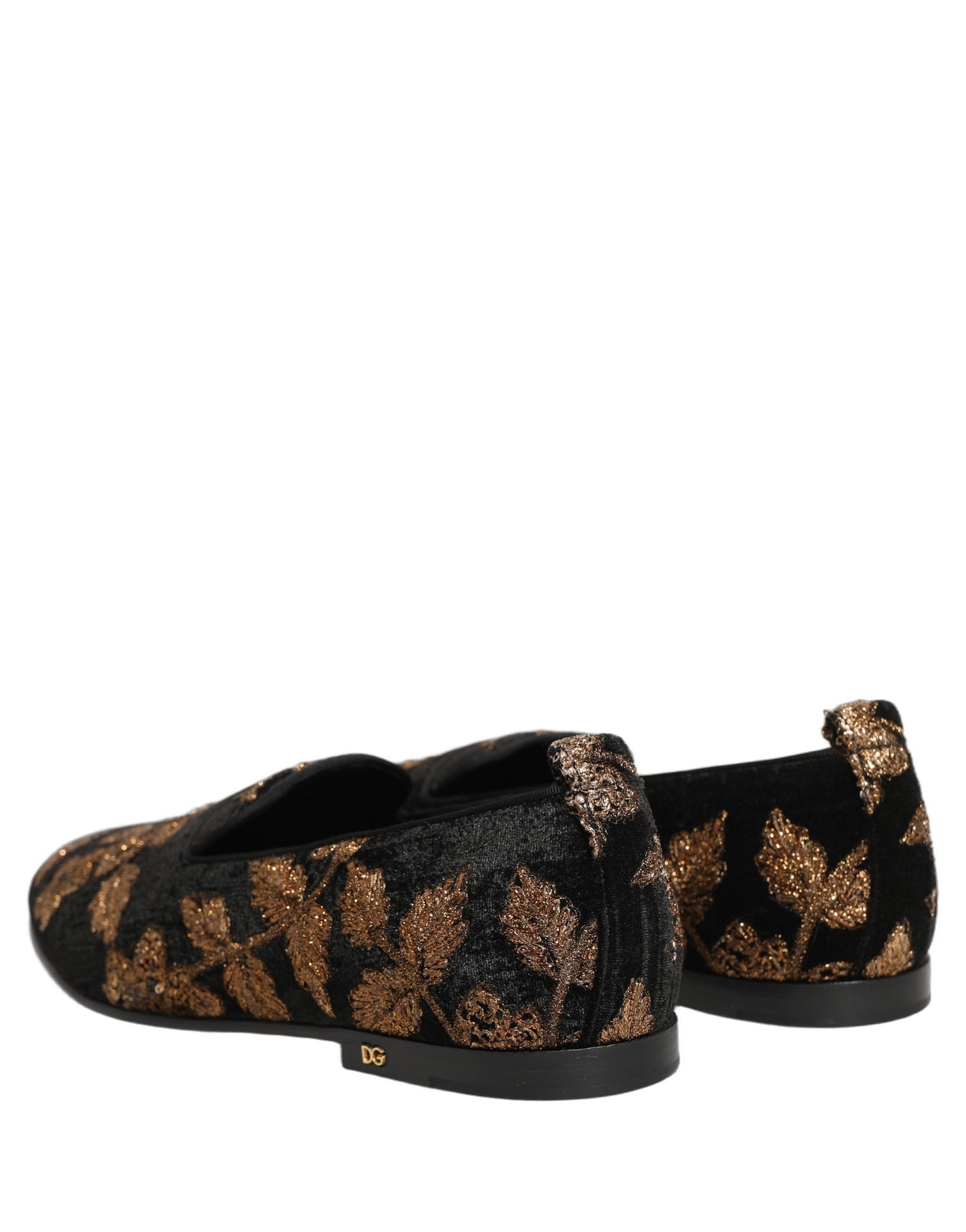Dolce & Gabbana Black Floral Jacquard Dress Loafers Shoes