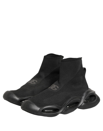 Dolce & Gabbana Black Slip On Wave Socks Men Sneakers Shoes
