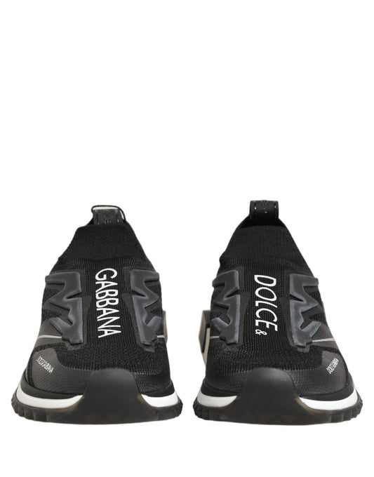 Dolce & Gabbana Black White Sorrento Slip-On Logo Sneakers Shoes