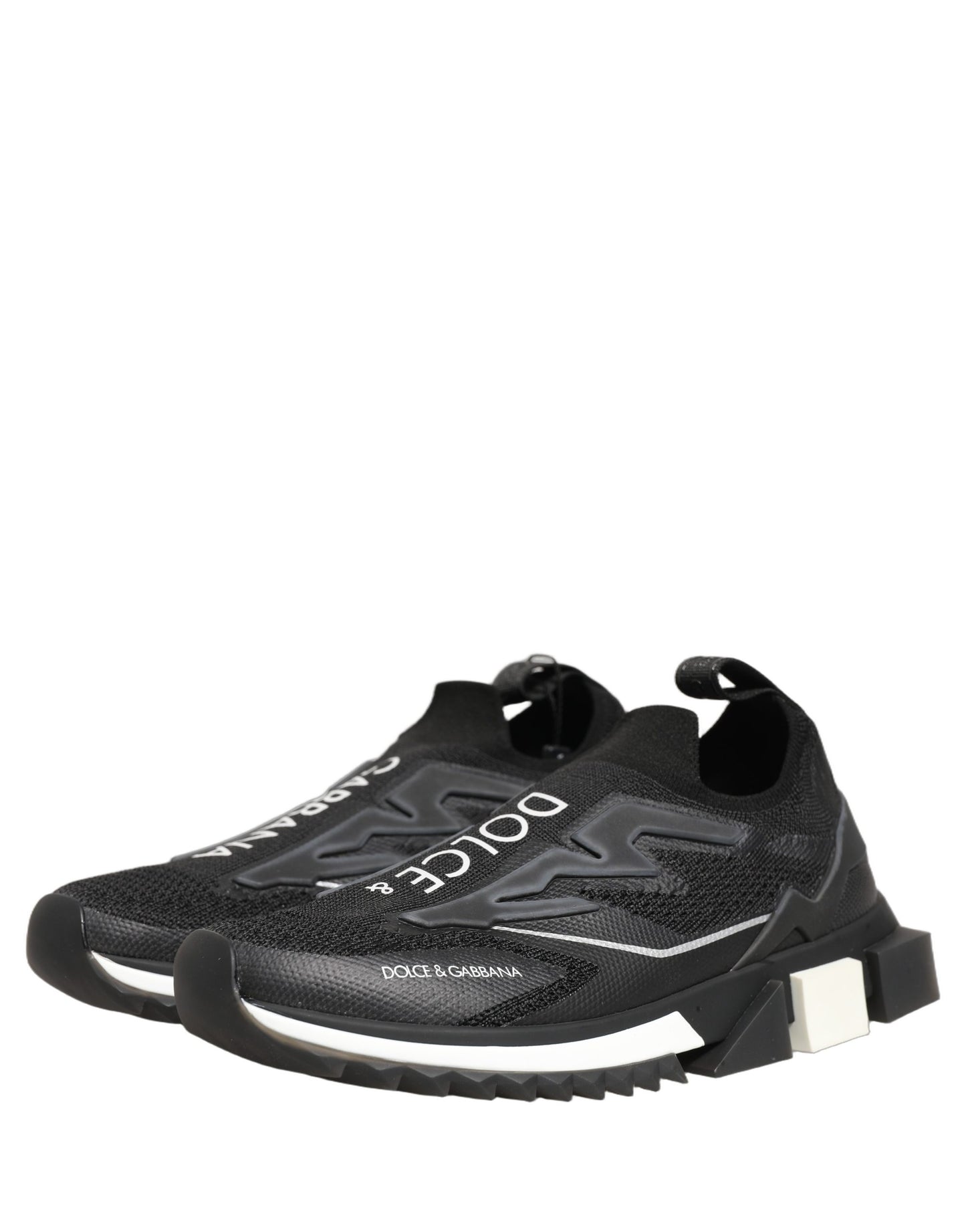 Dolce & Gabbana Black White Sorrento Slip-On Logo Sneakers Shoes