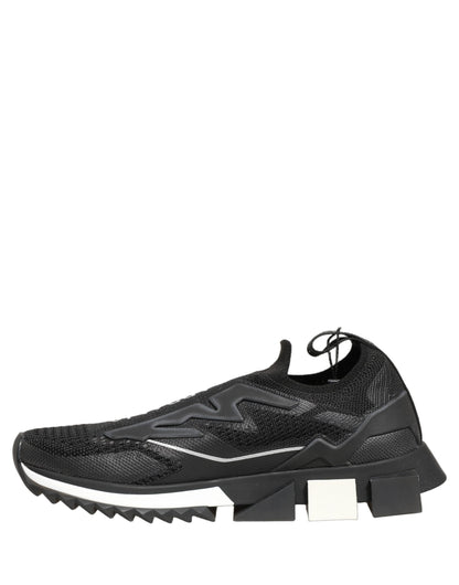 Dolce & Gabbana Black White Sorrento Slip-On Logo Sneakers Shoes