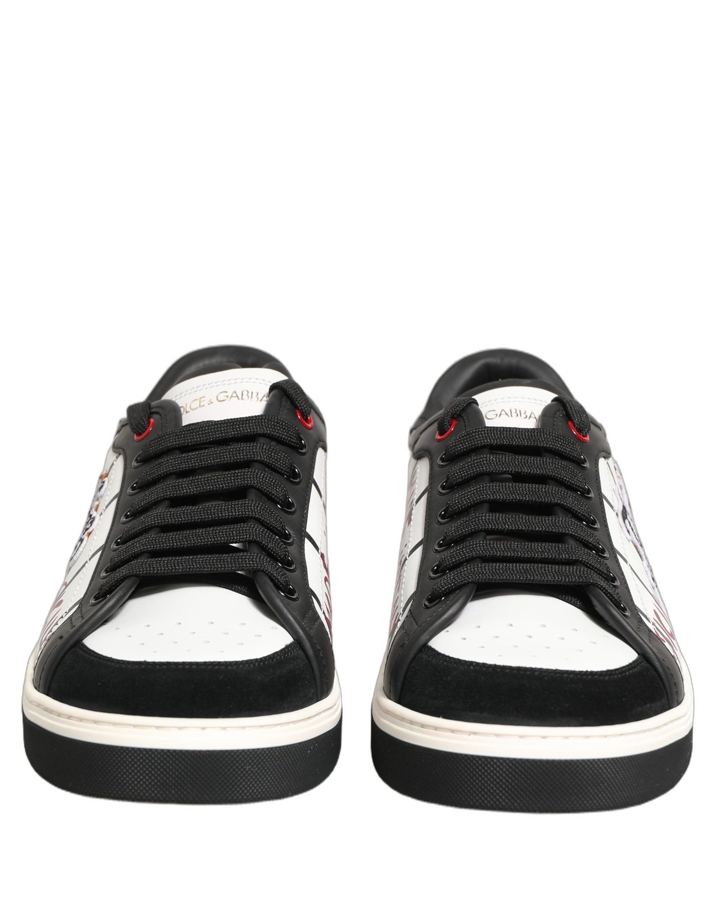 Dolce & Gabbana White Black DG Logo King Patch Low-Top Sneaker Shoes