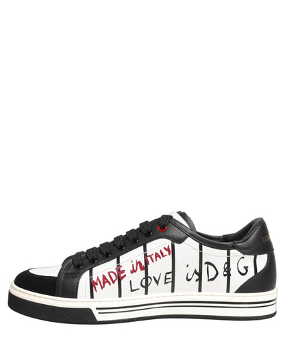 Dolce & Gabbana White Black DG Logo King Patch Low-Top Sneaker Shoes