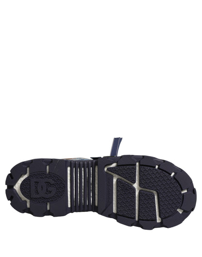 Dolce & Gabbana Blue Airmaster Panelled Low Top Denim Sneakers Shoes
