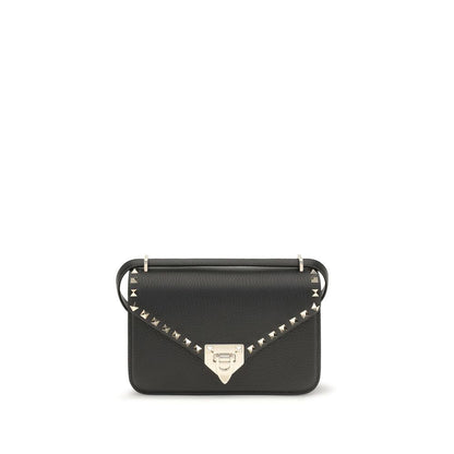 Valentino Garavani Black Calf Leather Bos Taurus Shoulder Bag