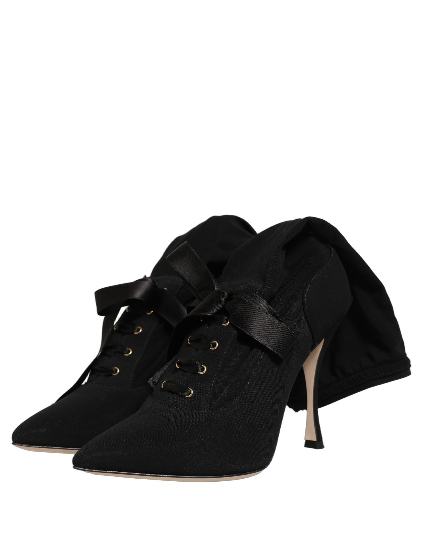 Dolce & Gabbana Black Stiletto Heels Mid Calf Boots Shoes