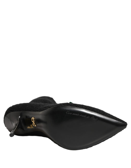 Dolce & Gabbana Black Stiletto Heels Mid Calf Boots Shoes