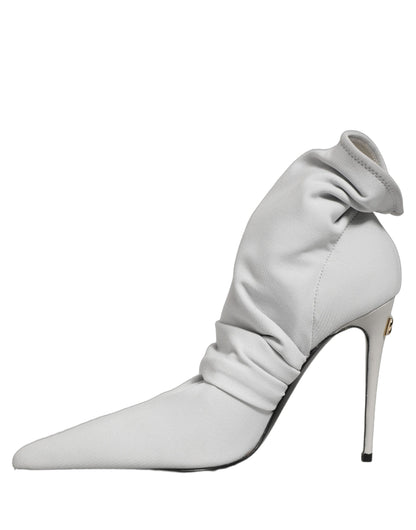 Dolce & Gabbana Gray Stretch Socks Heels Ankle Boots Shoes