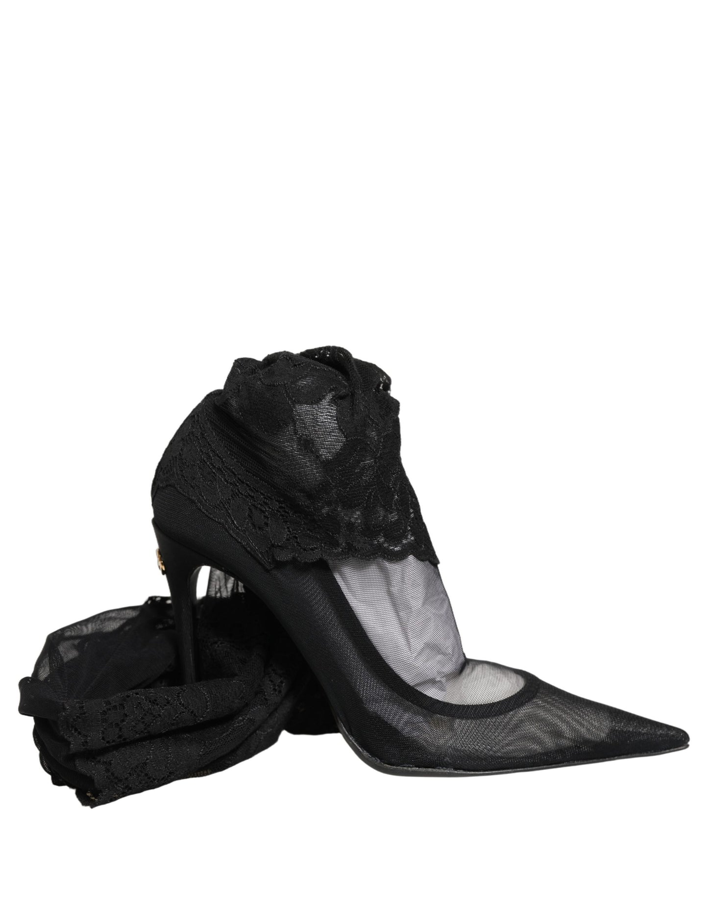 Dolce & Gabbana Black Over The Knee Sock Pumps Boots Shoes