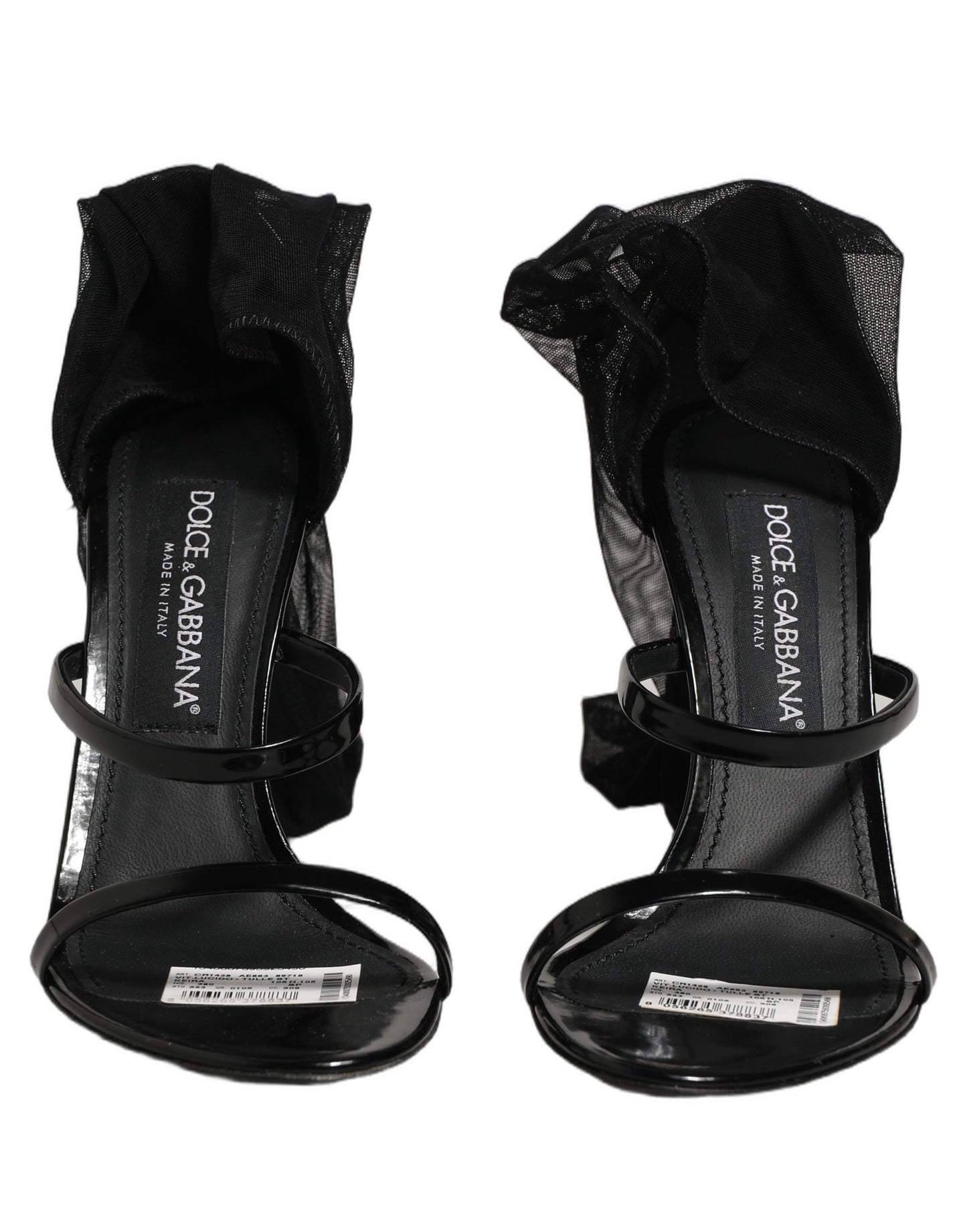 Dolce & Gabbana Stiletto Sandals Socks Knee High Boots Black