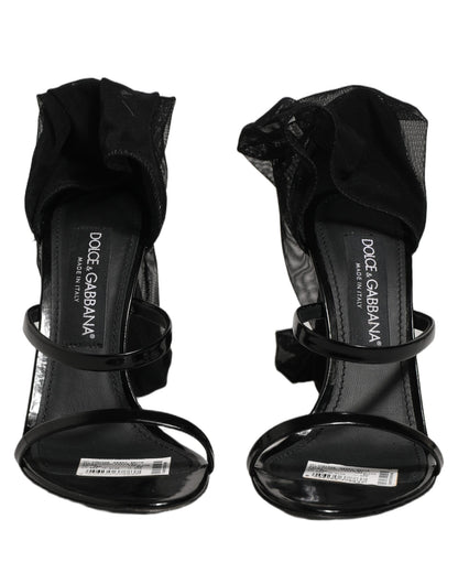 Dolce & Gabbana Stiletto Sandals Socks Knee High Boots Black