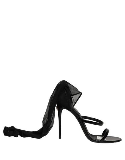 Dolce & Gabbana Stiletto Sandals Socks Knee High Boots Black