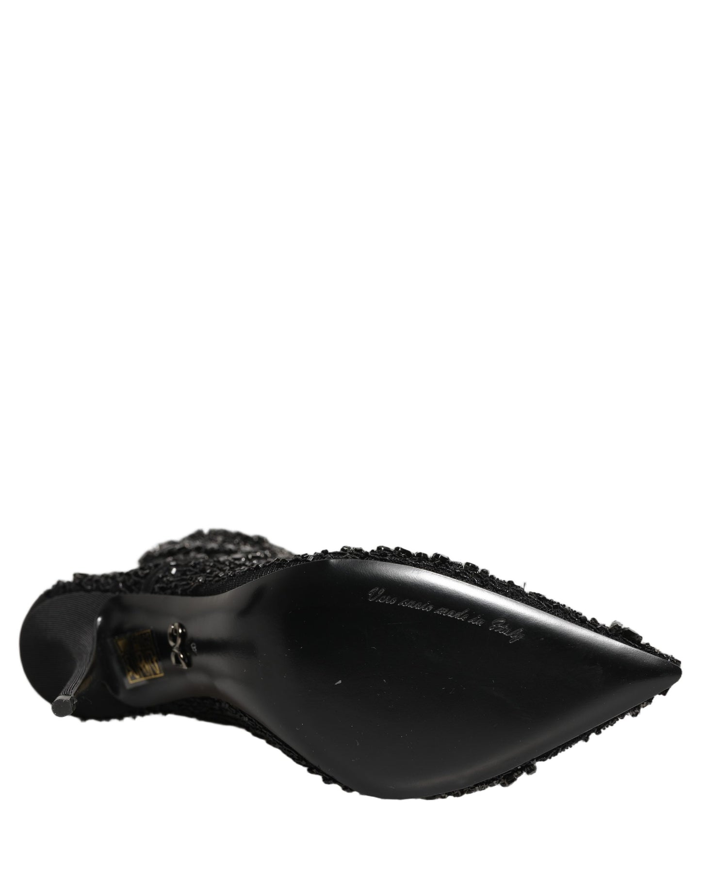 Dolce & Gabbana Black Embellished Mesh Ankle Boots Shoes