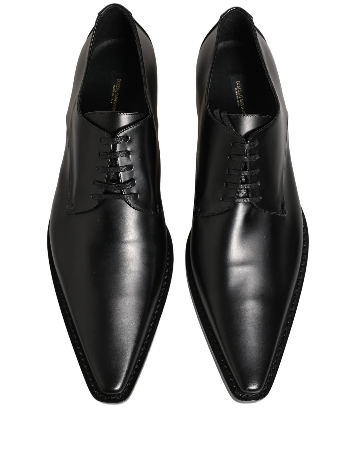 Dolce & Gabbana Black Leather Lace Up Derby Dress Shoes