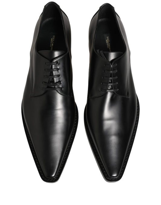 Dolce & Gabbana Black Leather Lace Up Derby Dress Shoes