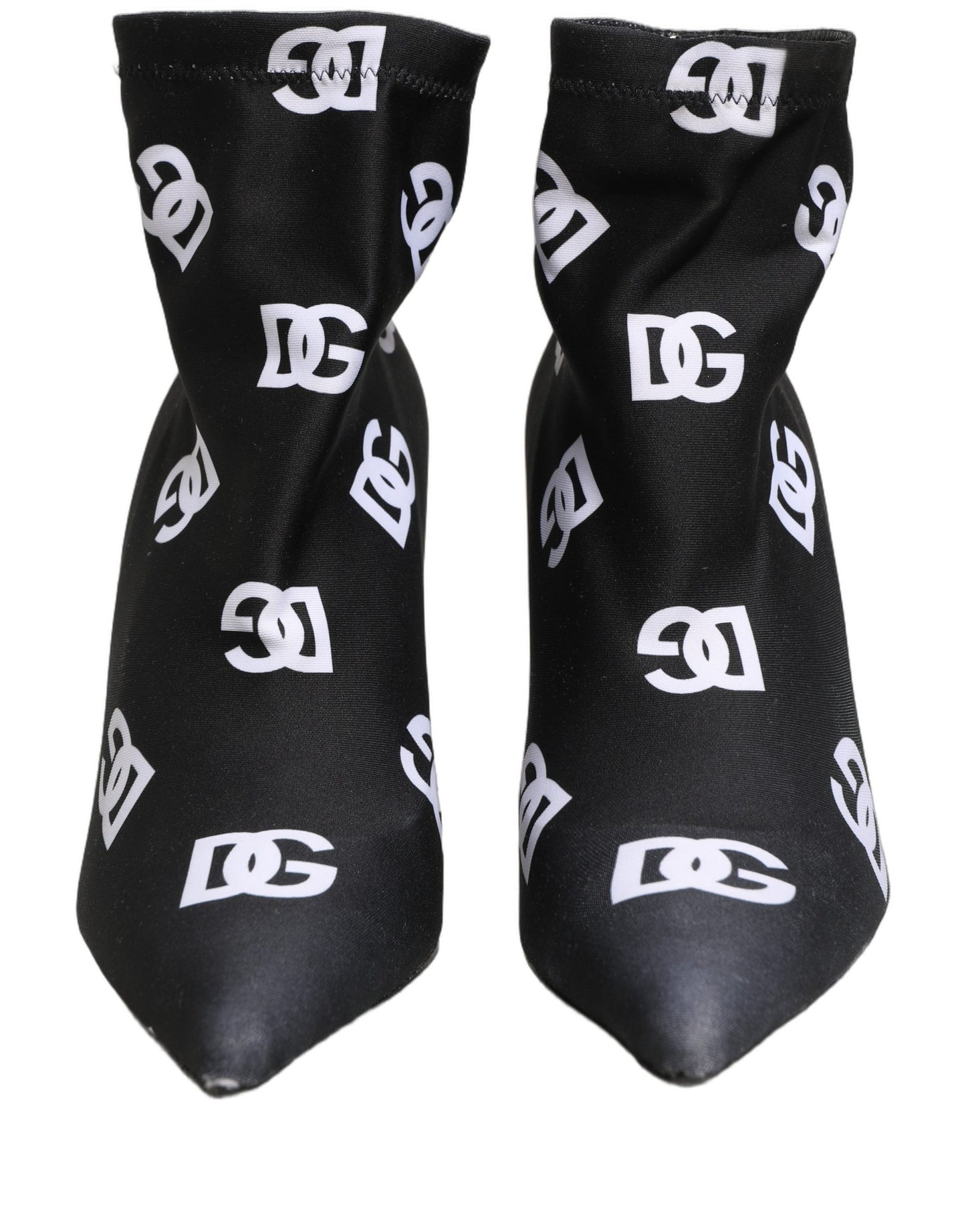 Dolce & Gabbana Black Logo Stretch Heels Ankle Boots Shoes