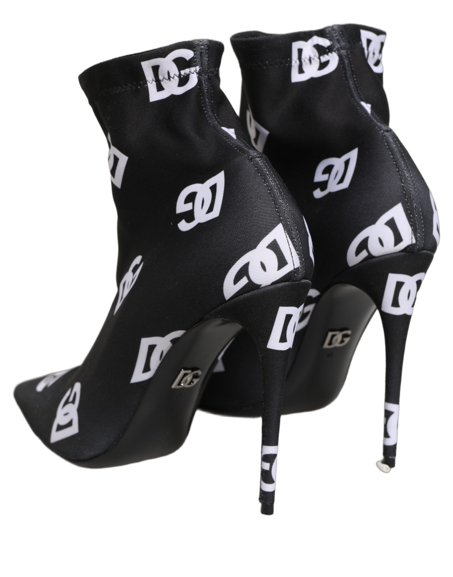 Dolce & Gabbana Black Logo Stretch Heels Ankle Boots Shoes