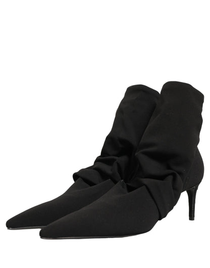 Dolce & Gabbana Black Stretch Socks Heels Ankle Boots Shoes