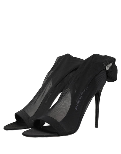 Dolce & Gabbana Black Nylon Mesh Sock Style Boots Shoes