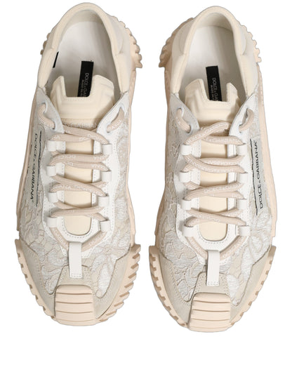 Dolce & Gabbana White Lace NS1 Low Top Sneaker Sports Shoes