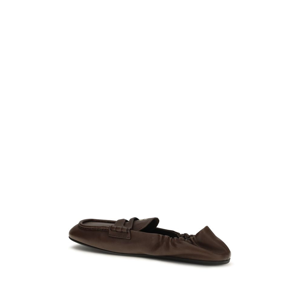 Miu Miu Brown Lamb Ovis Aries Slip-On Loafers