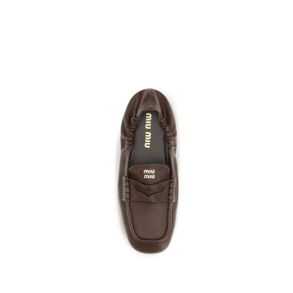 Miu Miu Brown Lamb Ovis Aries Slip-On Loafers