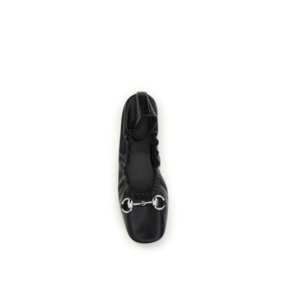 Gucci Black Calf Leather Bos Taurus Ballet Flats