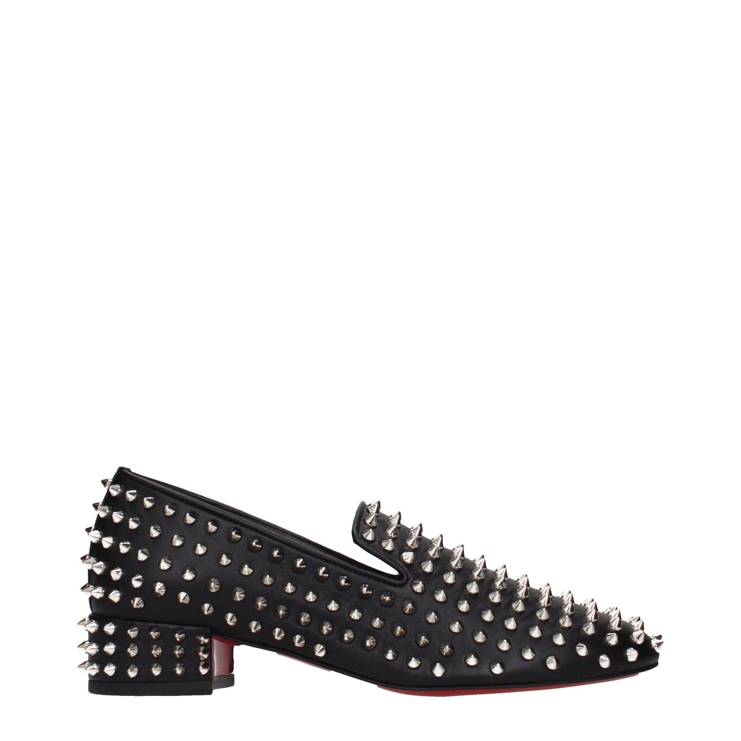Christian Louboutin Black Leather Slip-On Loafers