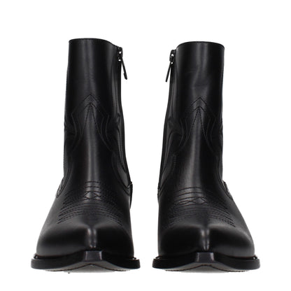 Celine Black Leather Ankle Boots