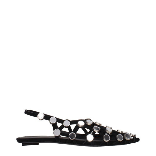 The Attico Black Leather Ballet Flats
