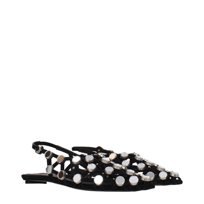 The Attico Black Leather Ballet Flats