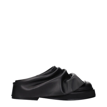 The Attico Black Leather Slippers