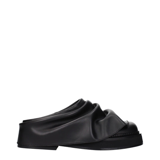 The Attico Black Leather Slippers