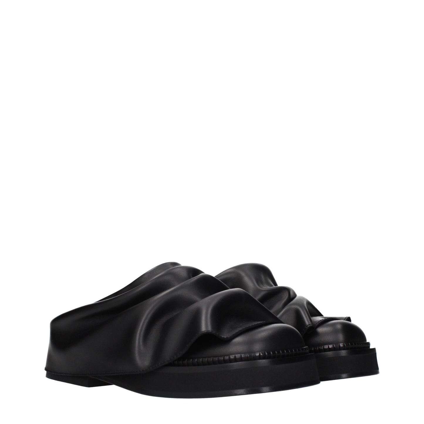 The Attico Black Leather Slippers