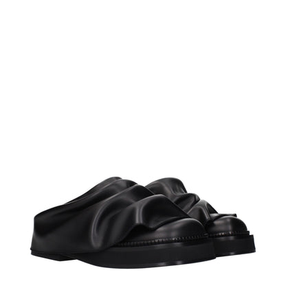 The Attico Black Leather Slippers
