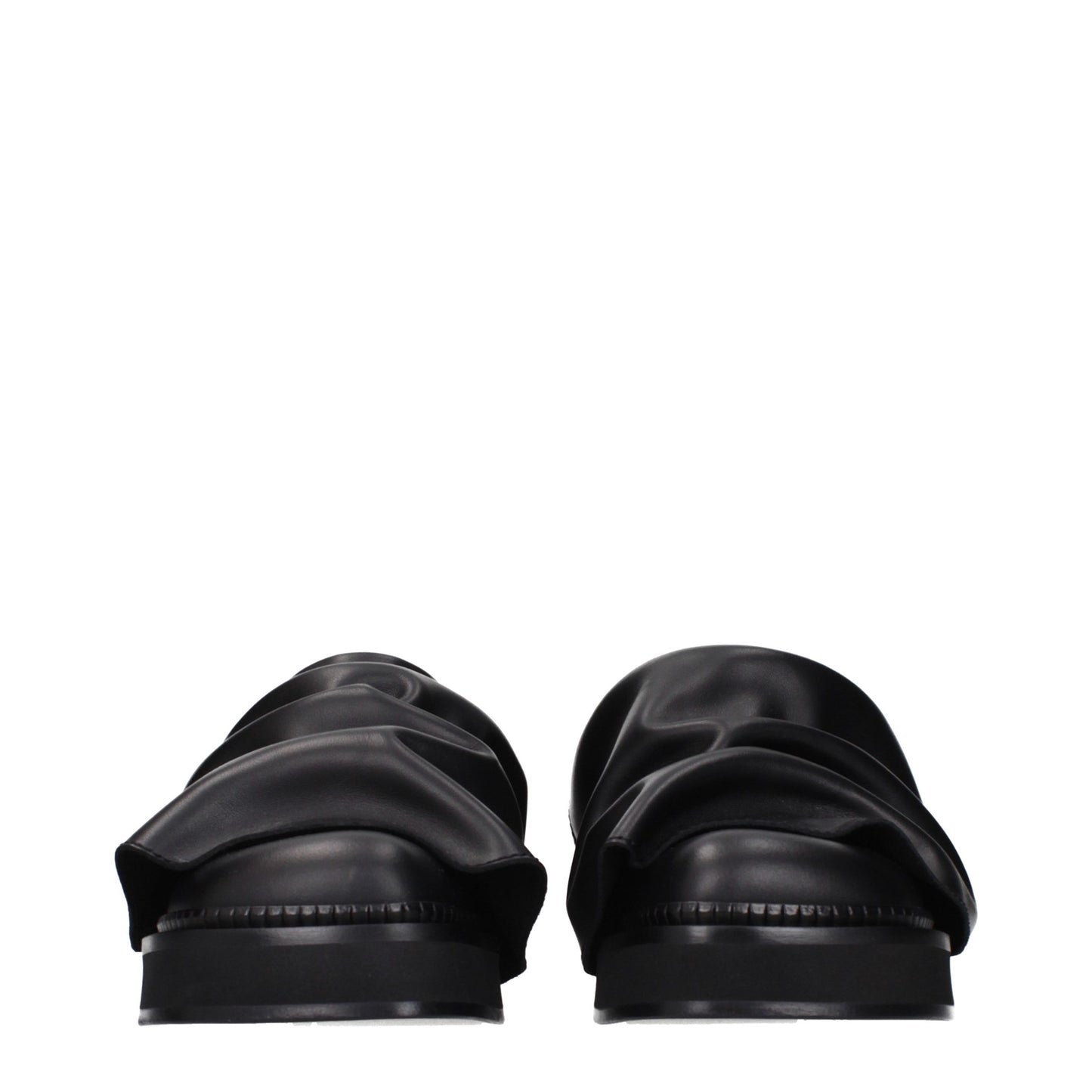 The Attico Black Leather Slippers
