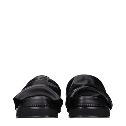 The Attico Black Leather Slippers