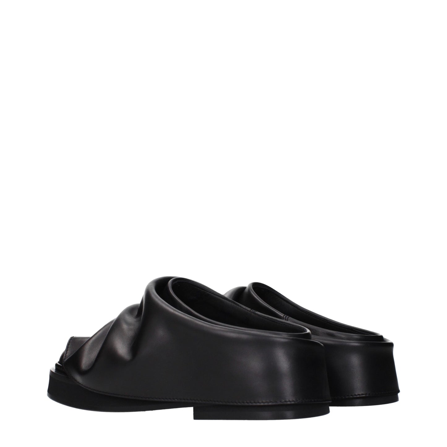 The Attico Black Leather Slippers