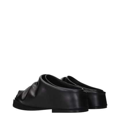 The Attico Black Leather Slippers