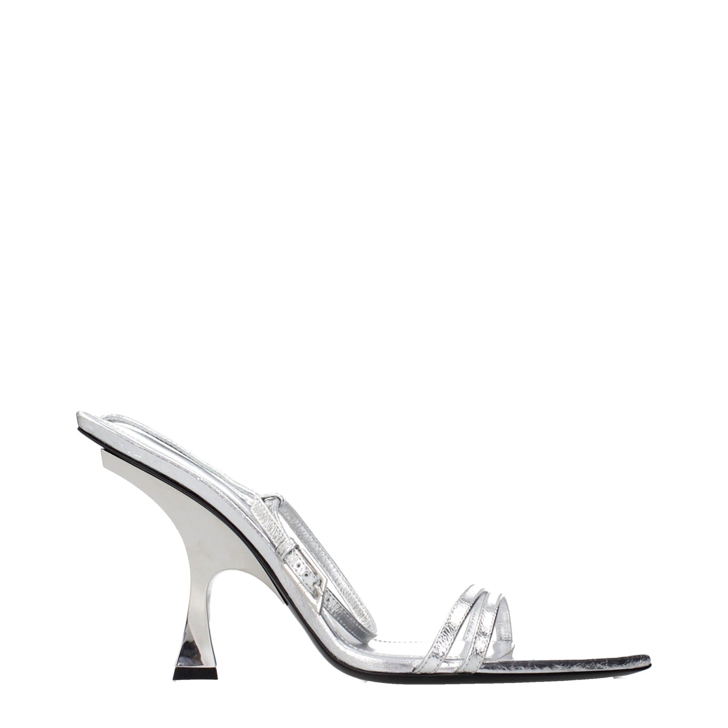 The Attico Gray Leather Stiletto Heel Sandals