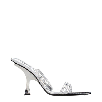 The Attico Gray Leather Stiletto Heel Sandals