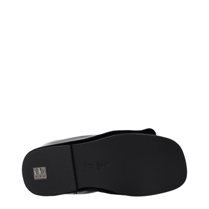 The Attico Black Leather Slippers