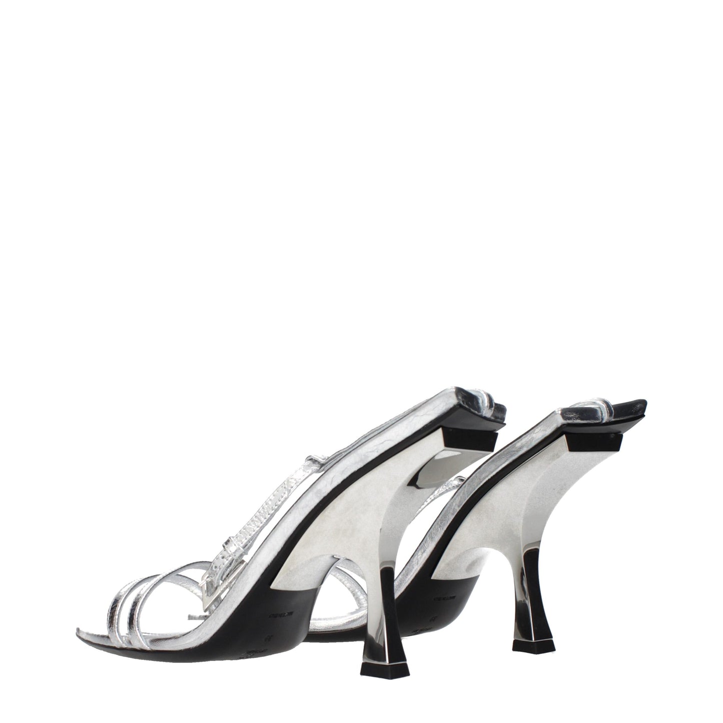 The Attico Gray Leather Stiletto Heel Sandals