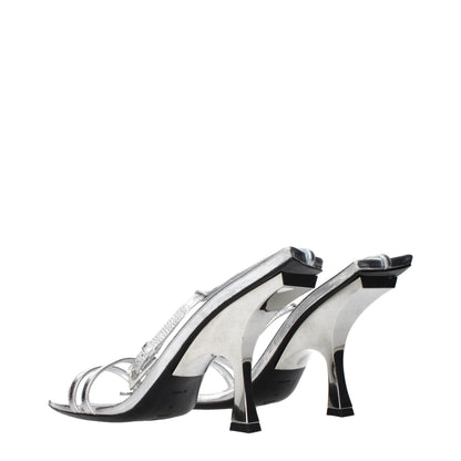 The Attico Gray Leather Stiletto Heel Sandals