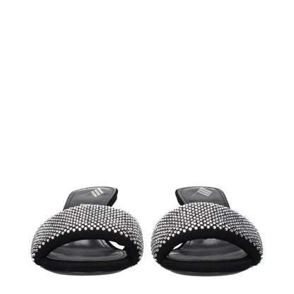 The Attico Black Fabric Stiletto Heel Sandals